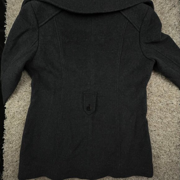Cole Haan Alpaca Cashmere Wool Coat Size 12 Gray Buttons Winter Formal Jacket - Picture 9 of 9